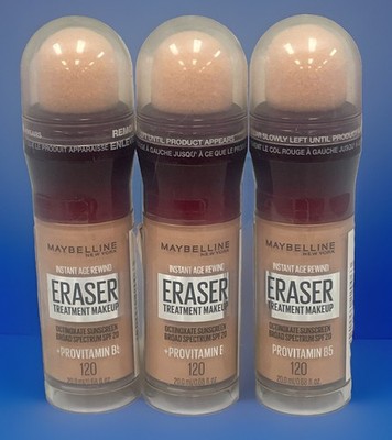 Maybelline Instant Age Rewind Eraser Creamy Ivory 120 Foundation Lot Of 3
