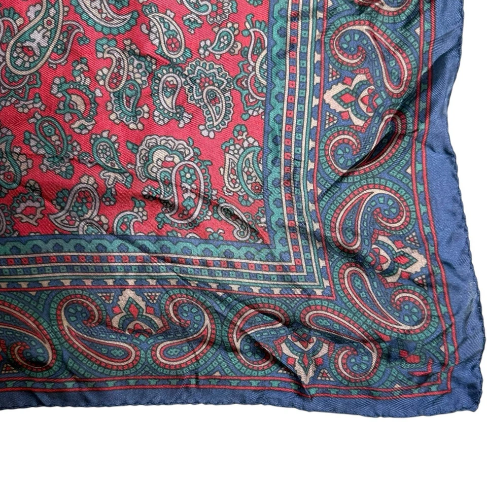 Bufanda de seda italiana vintage Peck & Peck cachemira granate azul marino clásica preparación para el patrimonio Foto 3 de 4