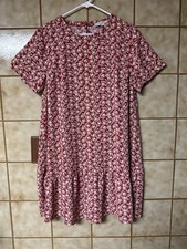 Loft Floral Print Ruffle Hem Dress, Boho Retro Summer Cottagecore Peasant Sz Lg