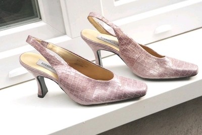 Vintage Bellini ''Caprice'' Slingback Pumps Lila Glitter Kroko-Optik Gr. 7.5M