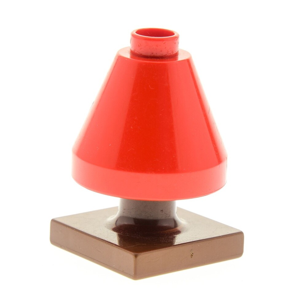 1x Lego Duplo Furniture Lamp 2x2x1 Red Shade Stand Short Brown 4378 4375