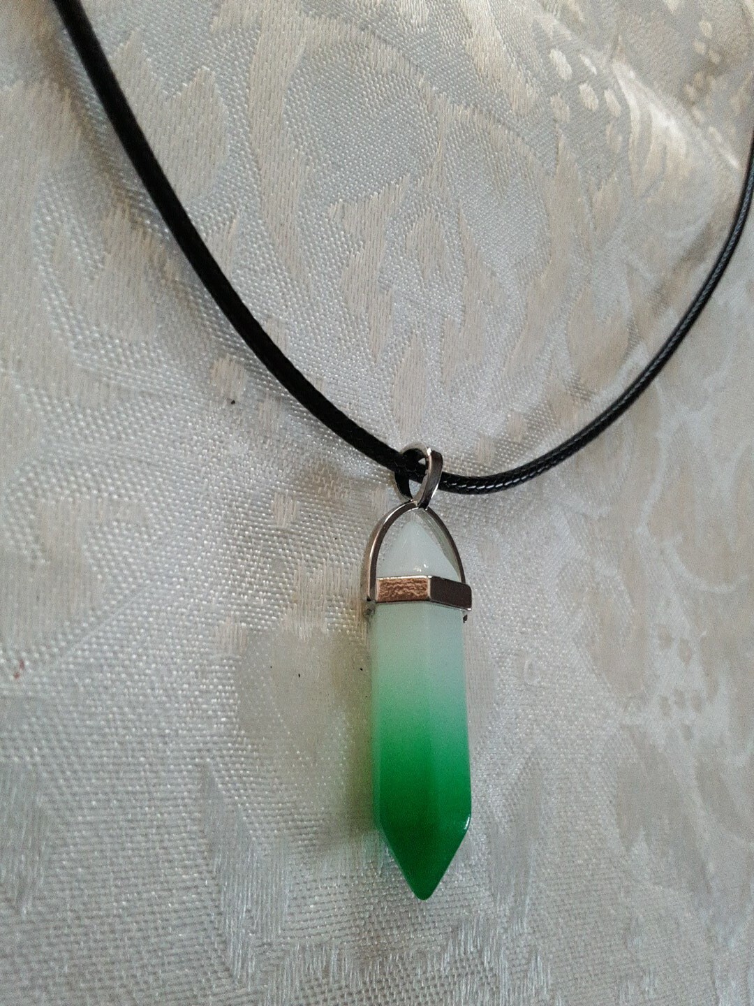 White/green Hexagonal  pendulum Chakra Crystal Pe… - image 2