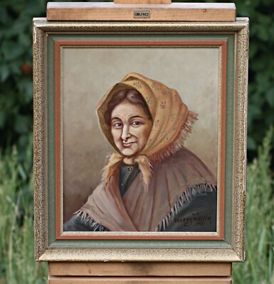 ANDERS WALLIN - portrait of a woman, oil painting with frame, Sweden