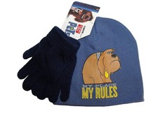 Secret Life of Pets Blue Knit Beanie Winter Hat Navy Glove Set NWT