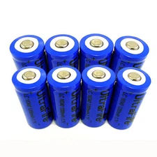 8pcs 16340 RCR123A 3.7V Ultrafire 1800mAh Rechargeable Li-Ion Battery Batteries