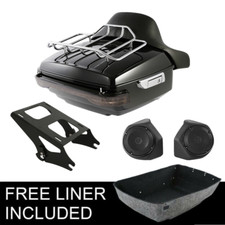 King Trunk Pad Mount Rack Light Speakers Fit For Harley Road Street Glide 14-26