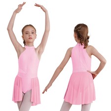 Kids Girls Dancewear Rhinestones Lyrical Dance Dresses Glittery Leotard Dress