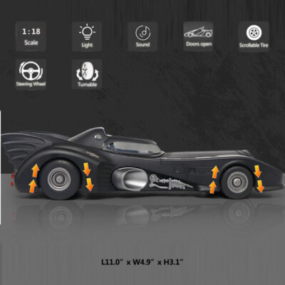 1/18 1989 Batmobile Model Car Diecast Toy Vehicle Metal Zinc Aloy