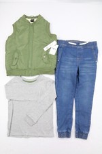 Joe's Youth Fleece Vest Long Sleeve Shirt Jeans 3 Piece Set Blue Green Gray Sz 5