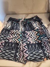 New Men s size Sm 28-30 No Boundaries Swim Shorts Suit Trunks colorful Zig-Zag