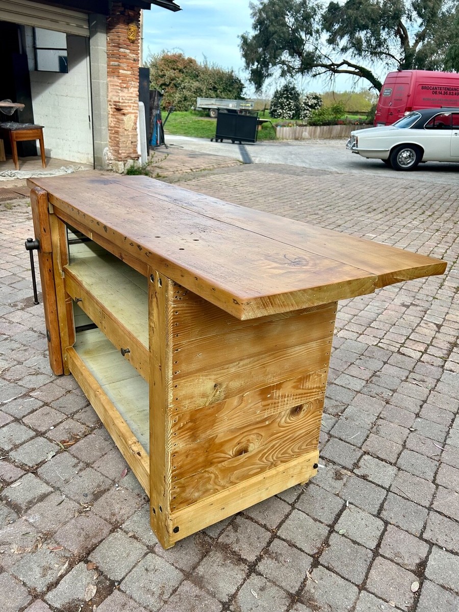 Etabli de menuisier modifié meuble de métier vintage