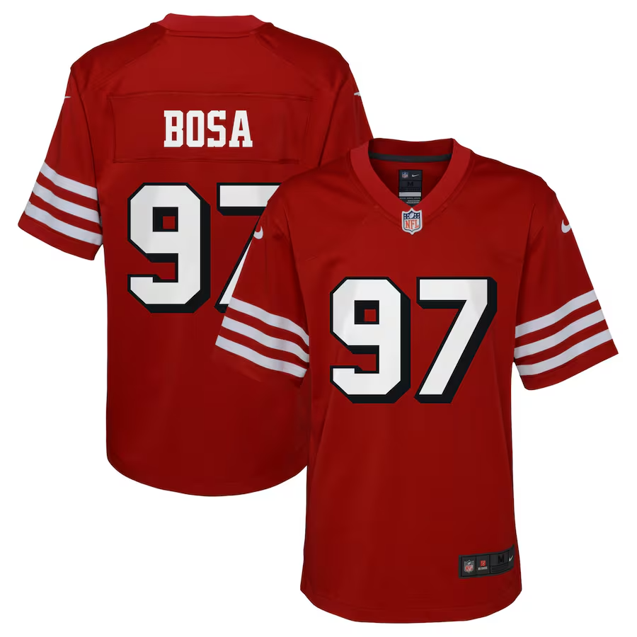 Nike NFL 49ers BOSA 97 ユニフォーム 3XL Nike San Francisco 49ers #97 Nick Bosa Jersey Size Youth M 10/12