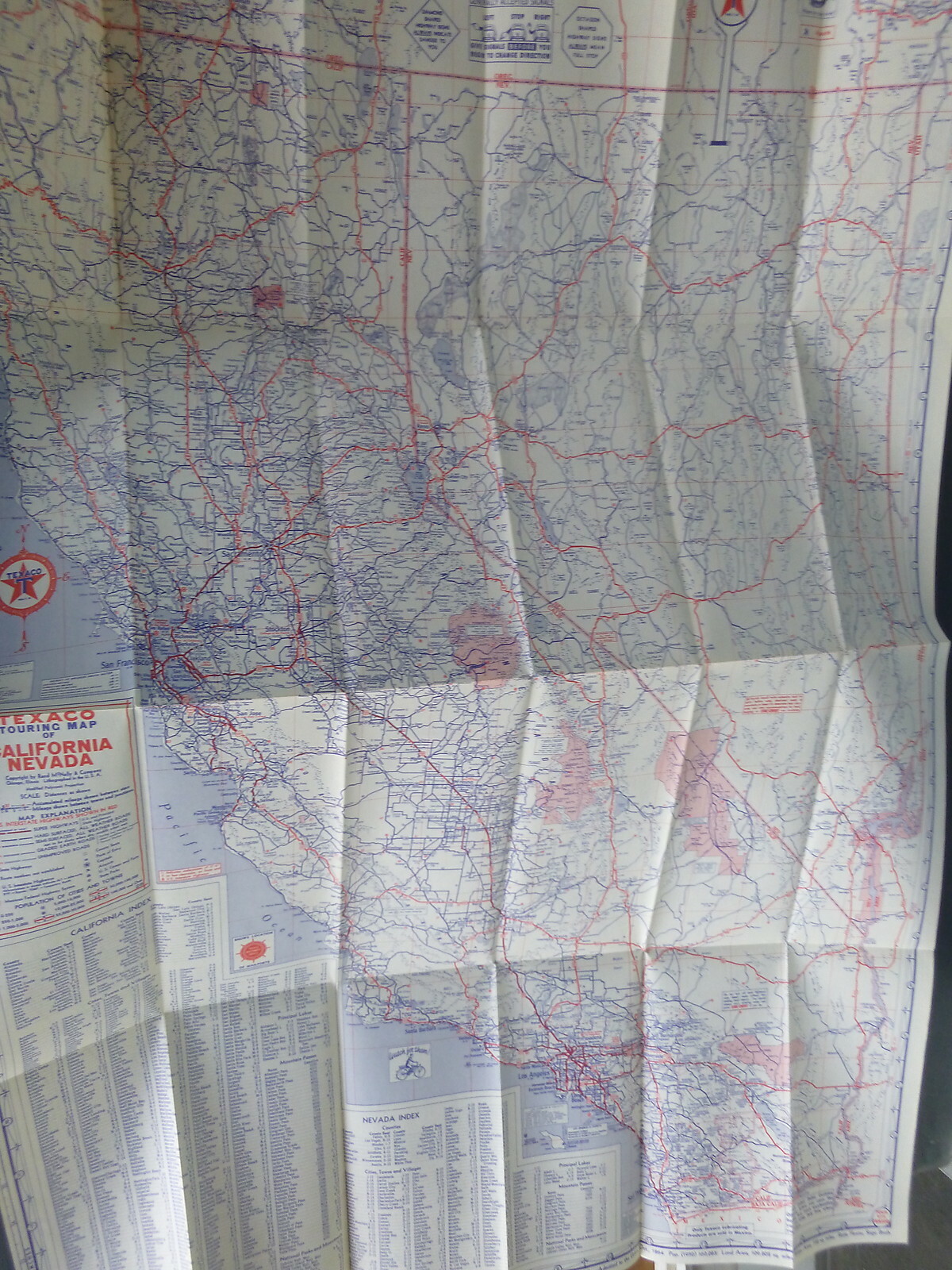 1953 California Nevada Arizona New Mexico road  map Texaco  oil  gas route 66