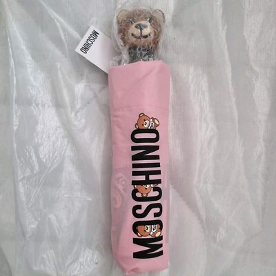 Ladies Womens Pink Moschino Umbrella Auto Open Close