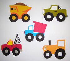 Boys Trucks Tow Truck Dump Truck Tractor Paper Die Cut Scrapbook Embellishment