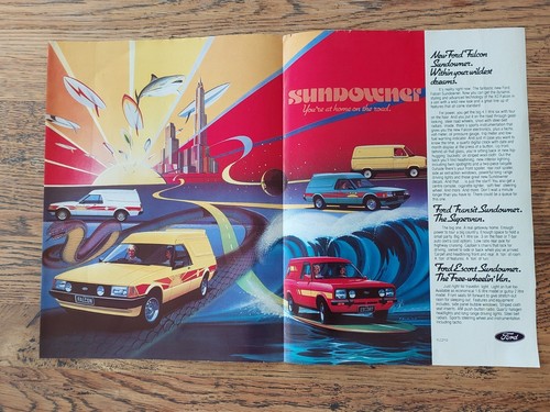 Ford Falcon Sundowner Magazine Advert 2Page Surfing Theme Vintage Ad Mini Poster