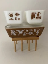 Vtg Pyrex Early American Refrigerator Dish 5-Pc Set 501 502 503