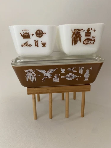 Vtg Pyrex Early American Refrigerator Dish 5-Pc Set 501 502 503