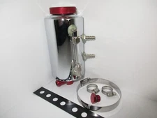 CHROMED ALUMINUM POWER STEERING OVERFLOW REMOTE RESERVOIR 12 oz. UNIVERSAL #9968