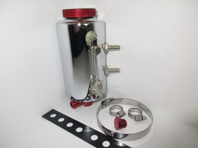 #ad CHROMED ALUMINUM POWER STEERING OVERFLOW REMOTE RESERVOIR 12 oz. UNIVERSAL #9968 $49.99