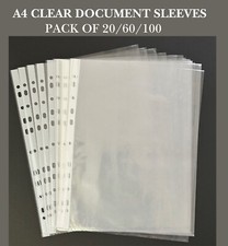 A4 Folder Binder Plastic Sleeves Office Filing Punched Poly Pockets  Multipack