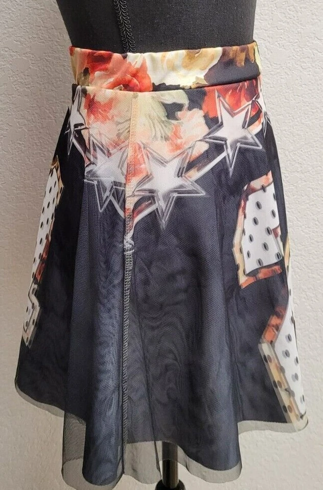 Юбка (S) Rue 21 разноцветная. Sheer Overlay #24 графика. Эластичная талия. Очень милый - Изображение 2 из 4