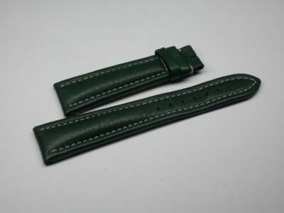 NOS Original Breitling 19x16mm Kalb-Lederband grün für Dornschließe ungetragen