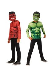 Top Disfraz Reversible Hulk/Hulk Rojo y 2 Máscaras - Talla 6-8 Años - Rubíes