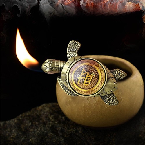 1pc Lucky Turtle Lighter with Chinese Coin Design - Refillable, Adjustable Flame - Picture 7 of 11