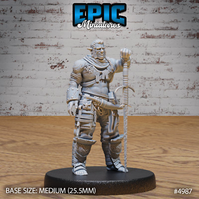 Half Orc Adventurer by Epic Miniatures | D&D | DnD | Truescale | Print on Demand