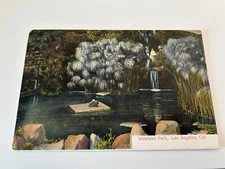 Scene in West Lake Westlake Park Los Angeles California Postcard