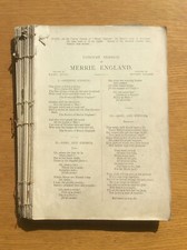 Concert Version of Merrie England, Vintage Piano & Vocal Sheet Music Book 1903