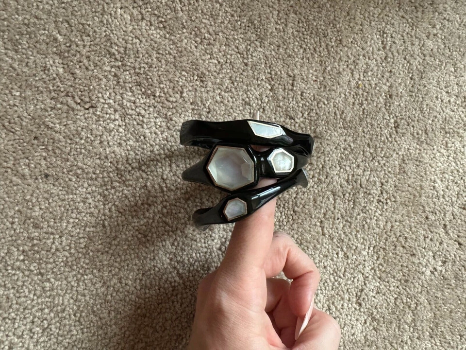 Brazalete Brazalete Ippolita Madreperla Resina Negro Geométrico Conjunto de 3 PILAS Foto 3 de 3