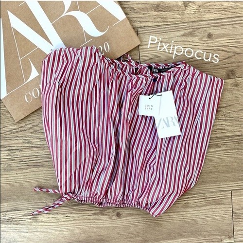 ZARA NEW STRIPED POPLIN TOP SLEEVELESS RED WHITE SIZE S SMALL - Picture 7 of 8