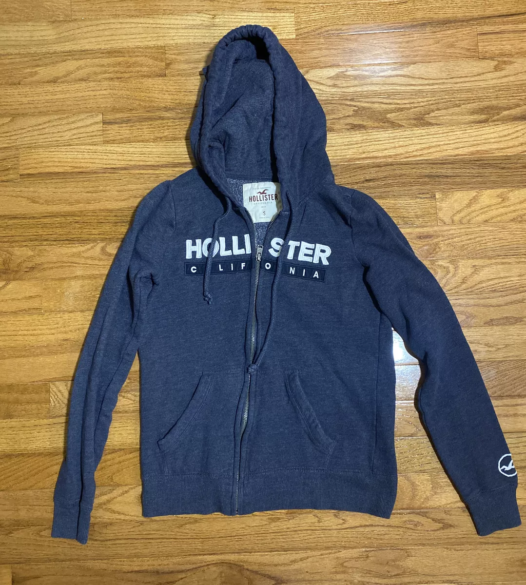 Hollister California Womens Navy Blue Zip Up Hoodie Hooded Jacket Small