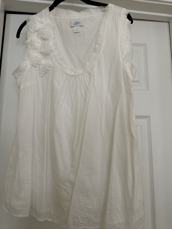 ann taylor loft white cotton sleeveless Lined top Size L