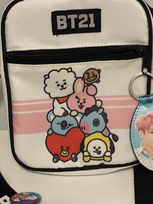 BTS / BT21 Friends Cross Body Purse Or Hand Bag Pin And Keychain