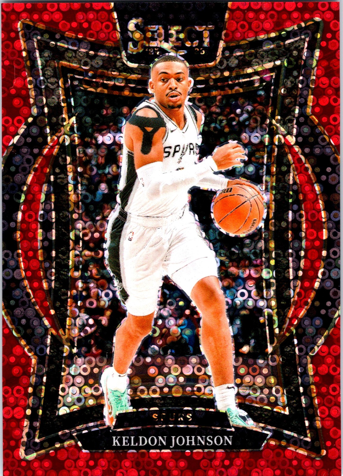 2024-25 Panini Select #58 Keldon Johnson Red Disco Prizm #/49
