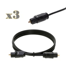 3-Pack - 6FT Toslink Digital Optical Audio Cable SPDIF Fiber Optic Sound Cord