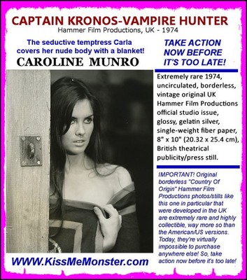 Hammer Horror 8 x 10 UK Photo Caroline Munro 1974 Captain Kronos Vampire Hunter