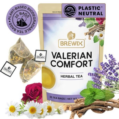 , Valerian Comfort Tea for Sleep and Relaxation (25 Pyramid Bags) Caffeine-Fr...