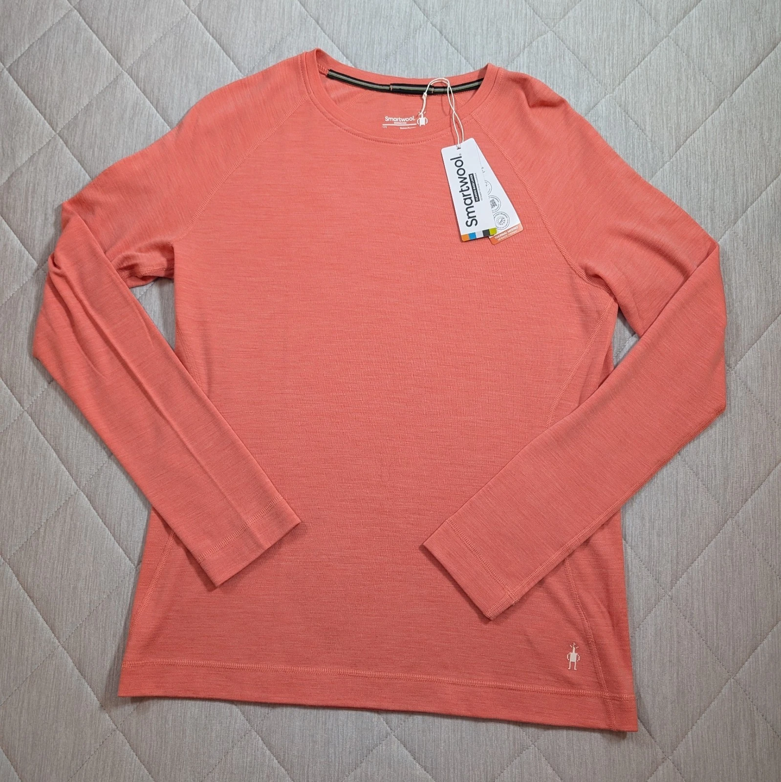 Smartwool Merino Wool 250 Base Layer Crew Shirt Womens XLarge Heathered Coral