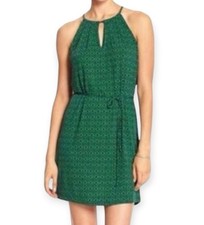 Banana Republic Women's Green And Navy Geometric Midi Dress Petite Small