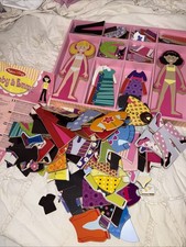 Melissa  Doug Magnetic Dress-Up wooden dolls Blonde Brunette Huge Lot