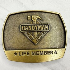 Vintage 1996 Handyman Club of America Life Member Belt Buckle Brass Tone