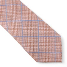 Club Room Men's Plaid Tie Necktie Classic Preppy 3.25" Orange Blue