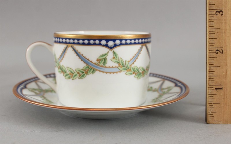 TIFFANY FEDERAL Limoges France Bone China TEA CUP & SAUCER w/ 24kt Gold Leaf, NR