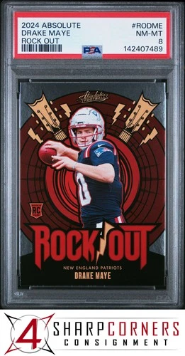 2024 PANINI ABSOLUTE ROCK OUT #RODME DRAKE MAYE RC PATRIOTS PSA 8