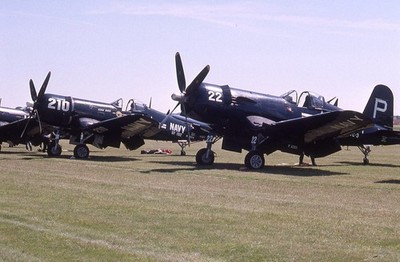 Kodachrome Slide F4U Corsair Lineup US Navy Duxford 2002 (C33)
