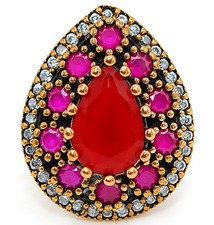 Ottoman Empire Style 5CT Treated Ruby 925 Sterling Silver Ring Sz 8 BT2